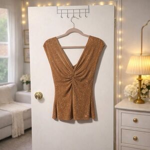 ✨ Metaphor Metallic Bronze Glam Night Out Top Size L